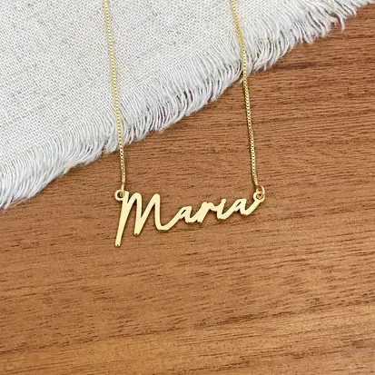 GARGANTILHA NOME PERSONALIZADO FONTE 12 DOURADO